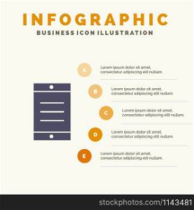 Mobile, Cell, Text Solid Icon Infographics 5 Steps Presentation Background