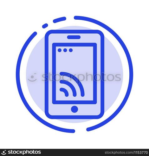 Mobile, Cell, Wifi, Service Blue Dotted Line Line Icon