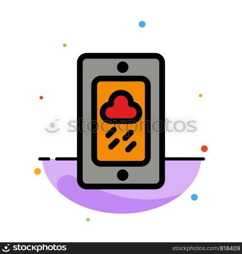 Mobile, Chalk, Weather, Rainy Abstract Flat Color Icon Template
