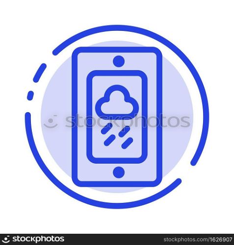 Mobile, Chalk, Weather, Rainy Blue Dotted Line Line Icon