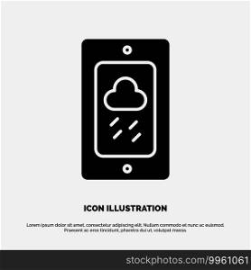 Mobile, Chalk, Weather, Rainy solid Glyph Icon vector
