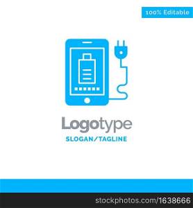 Mobile, Charge, Full, Plug Blue Business Logo Template