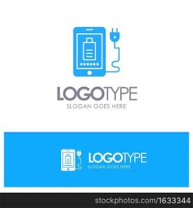 Mobile, Charge, Full, Plug Blue Logo vector