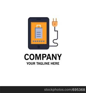 Mobile, Charge, Full, Plug Business Logo Template. Flat Color