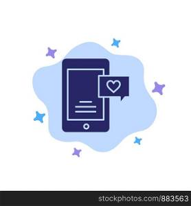 Mobile, Chat, Chat Bubble, Love Chat Blue Icon on Abstract Cloud Background