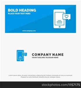 Mobile, Chat, Chat Bubble, Love Chat SOlid Icon Website Banner and Business Logo Template