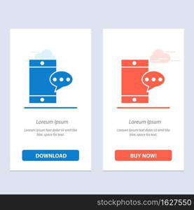 Mobile, Chatting, Cell  Blue and Red Download and Buy Now web Widget Card Template