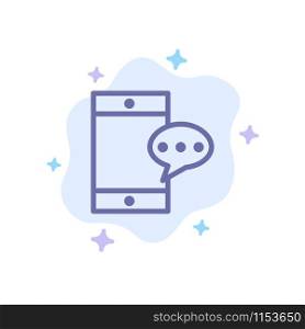 Mobile, Chatting, Cell Blue Icon on Abstract Cloud Background