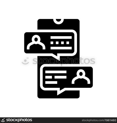 mobile chatting glyph icon vector. mobile chatting sign. isolated contour symbol black illustration. mobile chatting glyph icon vector illustration