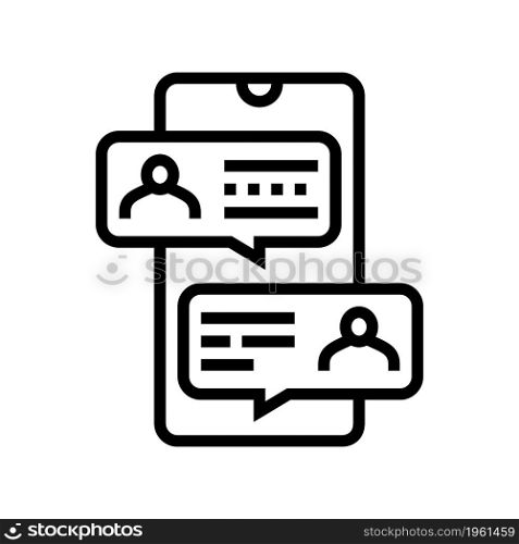 mobile chatting line icon vector. mobile chatting sign. isolated contour symbol black illustration. mobile chatting line icon vector illustration