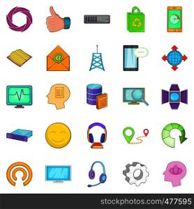 Mobile connection icons set. Cartoon set of 25 mobile connection vector icons for web isolated on white background. Mobile connection icons set, cartoon style