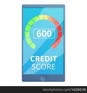Mobile credit score icon. Cartoon of mobile credit score vector icon for web design isolated on white background. Mobile credit score icon, cartoon style