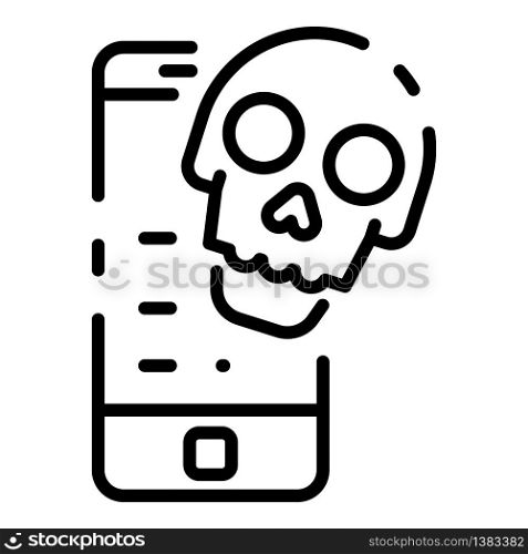 Mobile cyber attack icon. Outline mobile cyber attack vector icon for web design isolated on white background. Mobile cyber attack icon, outline style
