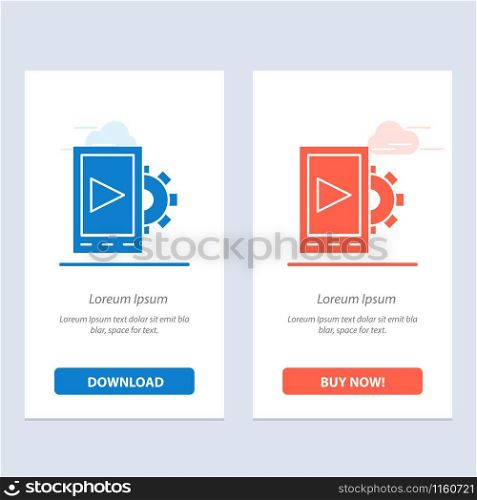 Mobile, Design, Setting Blue and Red Download and Buy Now web Widget Card Template