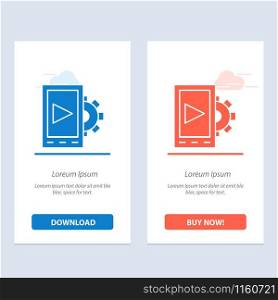 Mobile, Design, Setting Blue and Red Download and Buy Now web Widget Card Template