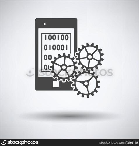 Mobile Development Icon on gray background, round shadow. Vector illustration.