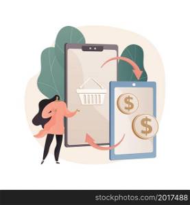 Mobile device trade-in abstract concept vector illustration. Sell old mobile device, trade-in retail operations, leave us your used cell phone, buyback electronics, best deal abstract metaphor.. Mobile device trade-in abstract concept vector illustration.