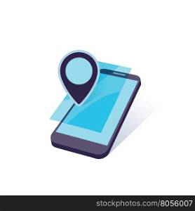 mobile device with geo location mark vector illustration