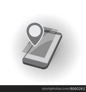mobile device with geo map gps mark symbol as geo location searching concept abstract vector illustration