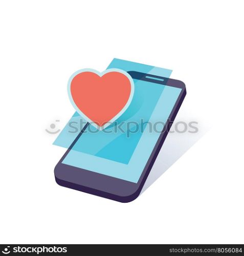 mobile device with heart symbol vector illustration