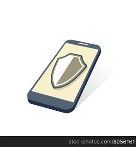 mobile device with protection shield security concept vector illustration