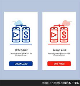 Mobile, Dollar, Money Blue and Red Download and Buy Now web Widget Card Template