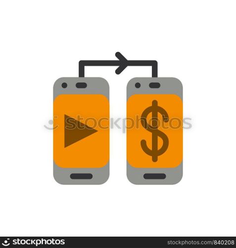 Mobile, Dollar, Money Flat Color Icon. Vector icon banner Template