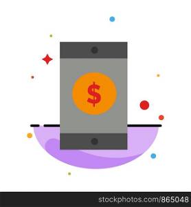 Mobile, Dollar, Sign Abstract Flat Color Icon Template