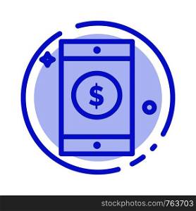 Mobile, Dollar, Sign Blue Dotted Line Line Icon