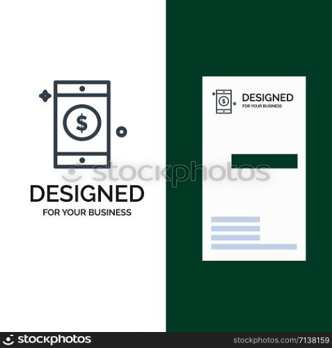 Mobile, Dollar, Sign Grey Logo Design and Business Card Template
