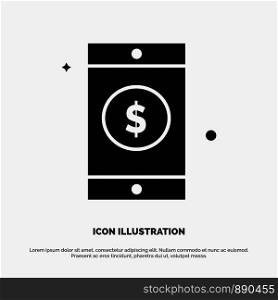 Mobile, Dollar, Sign solid Glyph Icon vector
