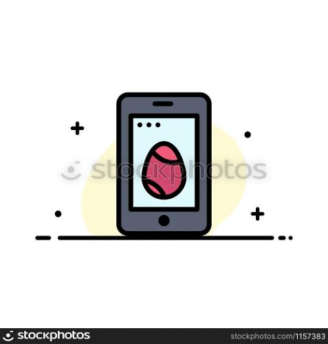 Mobile, Easter, Cell, Egg Business Flat Line Filled Icon Vector Banner Template