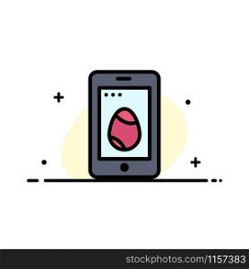 Mobile, Easter, Cell, Egg Business Flat Line Filled Icon Vector Banner Template
