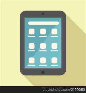 Mobile ebook icon flat vector. Online education. School tablet. Mobile ebook icon flat vector. Online education