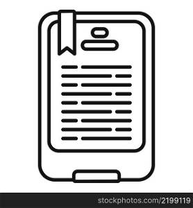 Mobile ebook icon outline vector. Online education. School tablet. Mobile ebook icon outline vector. Online education