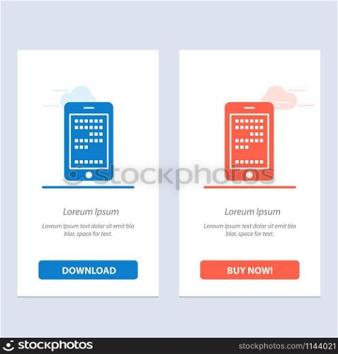 Mobile, Education, Cell, Coding Blue and Red Download and Buy Now web Widget Card Template
