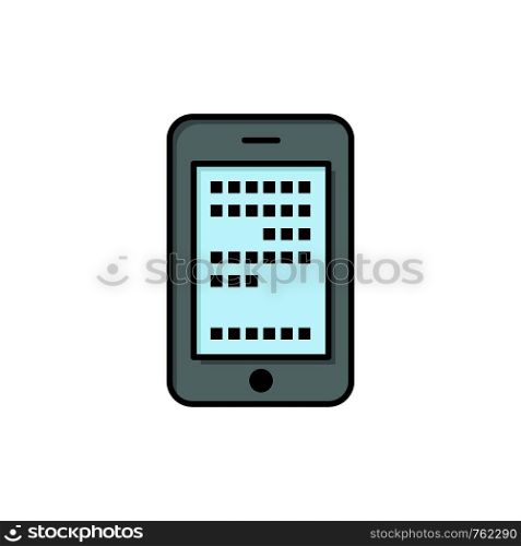 Mobile, Education, Cell, Coding Flat Color Icon. Vector icon banner Template