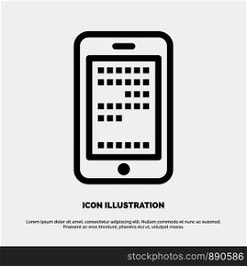 Mobile, Education, Cell, Coding Vector Line Icon