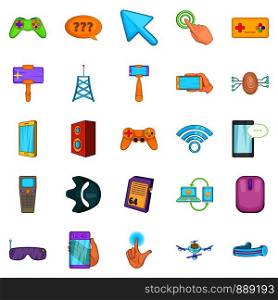 Mobile entertainment icons set. Cartoon set of 25 mobile entertainment vector icons for web isolated on white background. Mobile entertainment icons set, cartoon style
