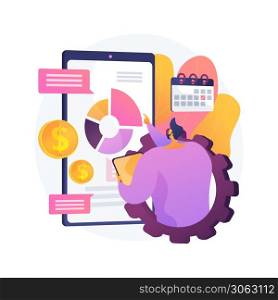 Mobile expense management abstract concept vector illustration. Charges control system, sattelite devices checking, mobile network, enterprise economy, manage telephony costs abstract metaphor.. Mobile expense management abstract concept vector illustration.
