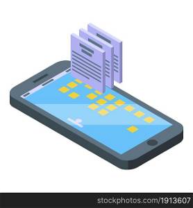 Mobile game test icon isometric vector. Phone software. Computer crash. Mobile game test icon isometric vector. Phone software