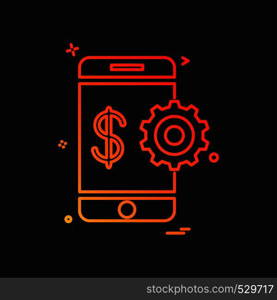 mobile gear dollar icon vector design