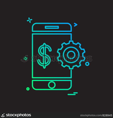 mobile gear dollar icon vector design