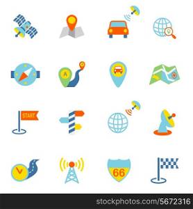 Mobile gps navigation and travel flat icons set isolated vector illustration