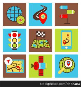 Mobile gps navigation and travel icons set isolated vector illustration