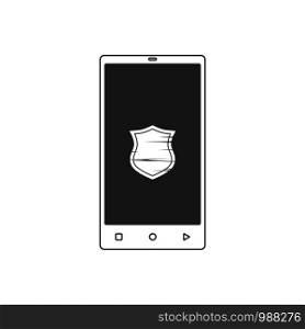 mobile hand phone theme shield anti virus guard security vector. mobile hand phone theme shield anti virus guard security