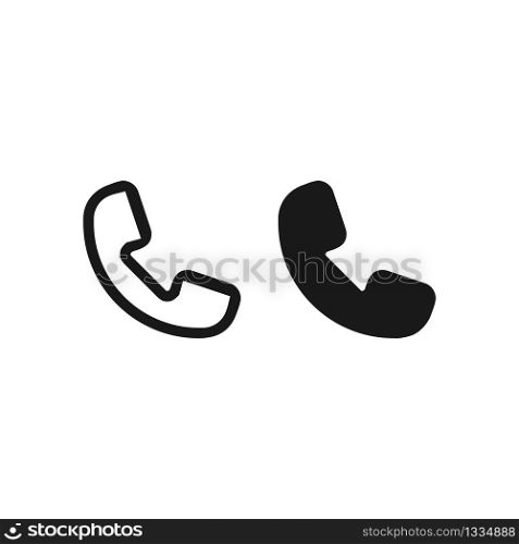 Mobile handset call symbol icon black and white. Vector EPS 10