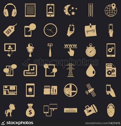 Mobile hardware icons set. Simple set of 36 mobile hardware vector icons for web for any design. Mobile hardware icons set, simple style