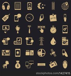 Mobile hardware icons set. Simple set of 36 mobile hardware vector icons for web for any design. Mobile hardware icons set, simple style