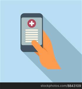 Mobile health icon flat vector. Patient card. Digital online. Mobile health icon flat vector. Patient card